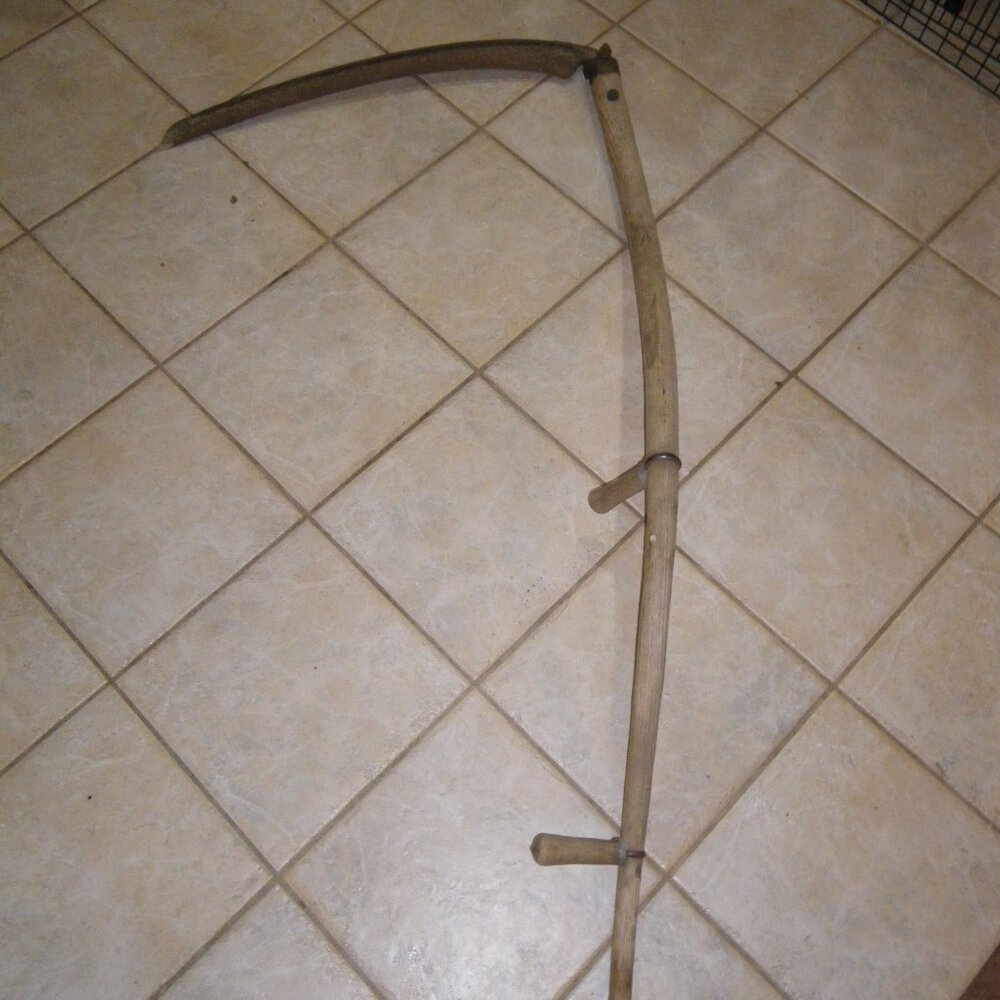 Vintage Antique 60” Long w/ 34” Blade Scythe Farm Sickle Hay Tool